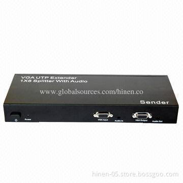 VGA UTP Extender 1x8 Splitter with Audio, Supports Resolution Up to 1920x1200
